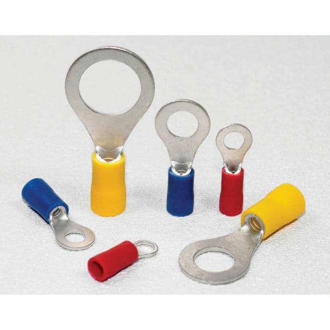 Vinyl Insulated Ring Terminals (12-10 AWG - #8, Yellow)