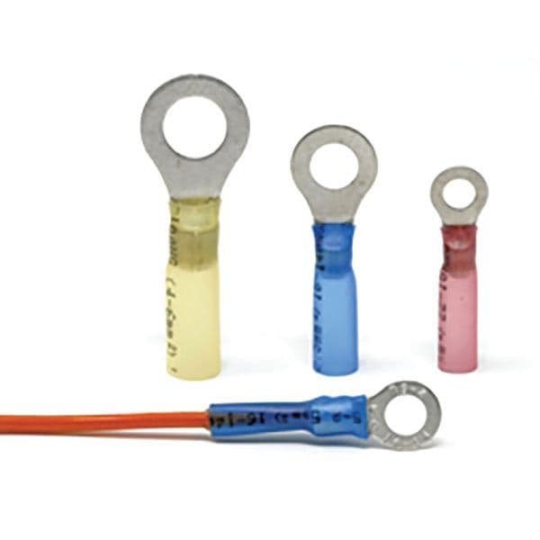 Heat Shrink Insulated Ring Terminals (22-16 AWG - #10, Red)