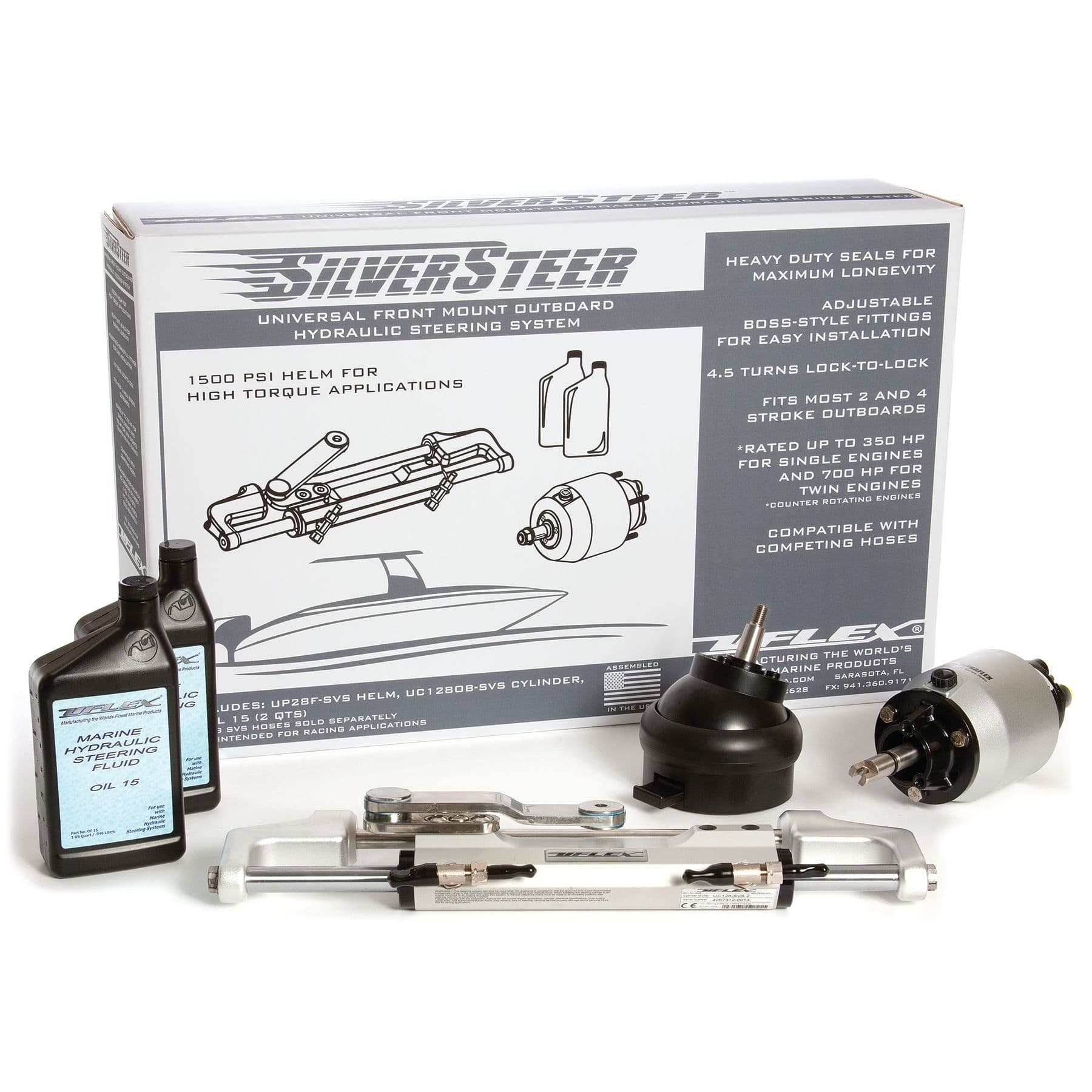 SilverSteer Hydraulic Steering Package with UP25T-SVS/X83 Helm Pump with Tilt Mechanism and UC128-SVS/1 Cylinder