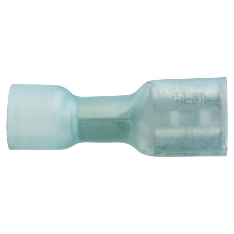 Heat Shrink Female Disconnect - AWG 16-14, Tab Size .250, Color Blue