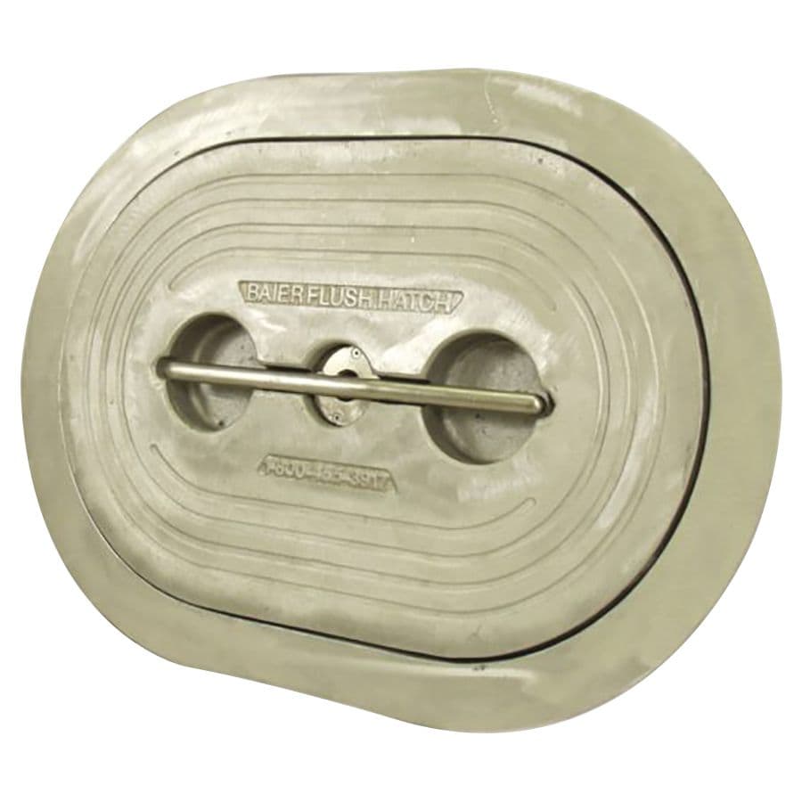 Flush T-Handle Strongback 15” X 24” Oval Aluminum Hatch (Cast Aluminum Deck Ring)