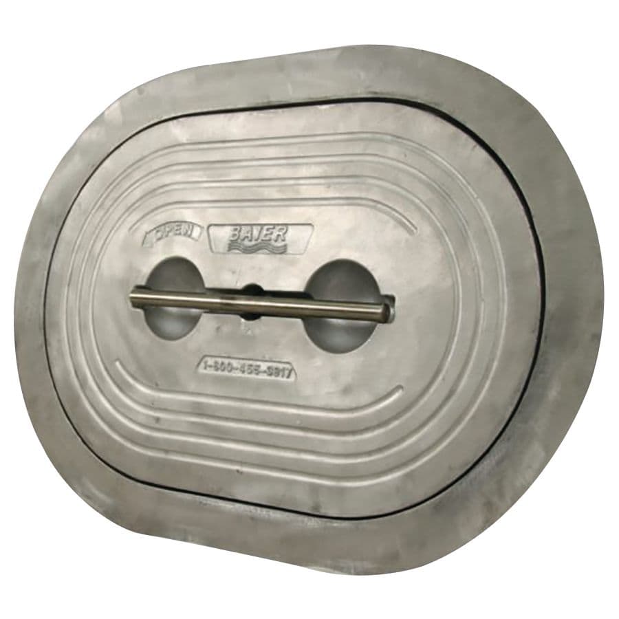 Flush T-Handle Quick-Acting 4-Dog 15” X 24” Oval Aluminum Hatch (Cast Aluminum Deck Ring)