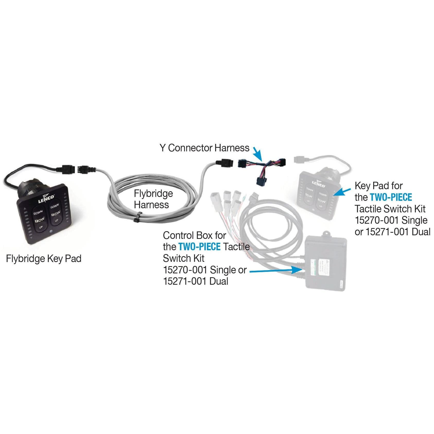 Flybridge Kit with LED Key Pad, 20’ Shielded Harness and Y Connector