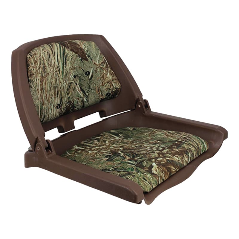 Traveler Standard Folding Seats - Brown Shell with Mossy Oak Duck Blind Cushion
