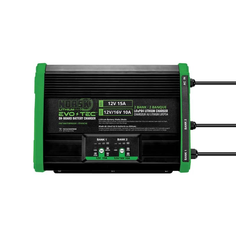 Evo-Tec™ On-Board Battery Charger - Selectable Chemistry & Voltage - 2 Banks (12V @ 15A + 12V/16V @ 10A)