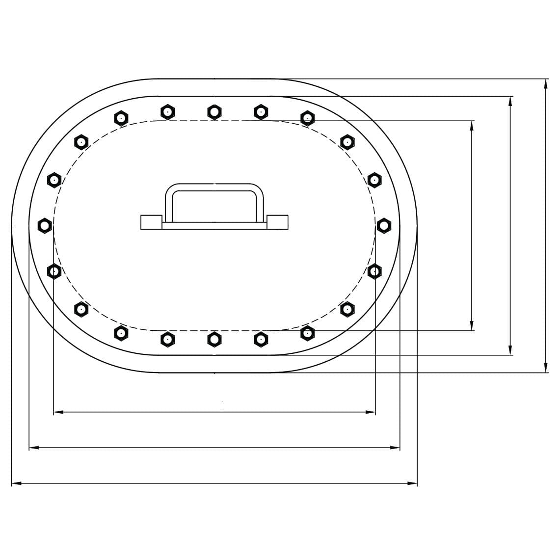 15” x 23” Semi-Flush Multi-Bolt Manhole - 95 lbs. (Painted Steel)