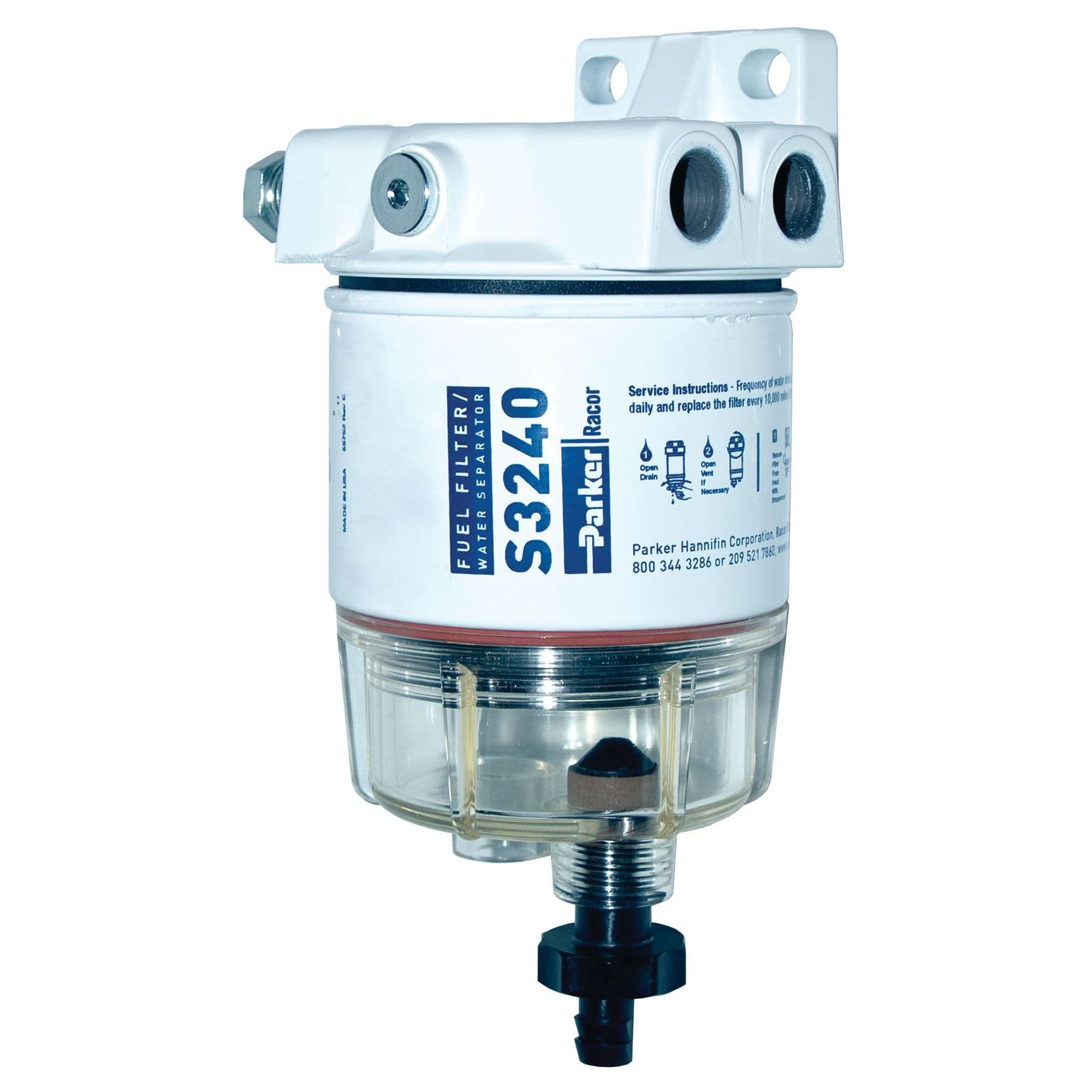 Spin-On Series Fuel Filter/Water Separator with Clear Plastic Bowl - Outboard (30 GPH)