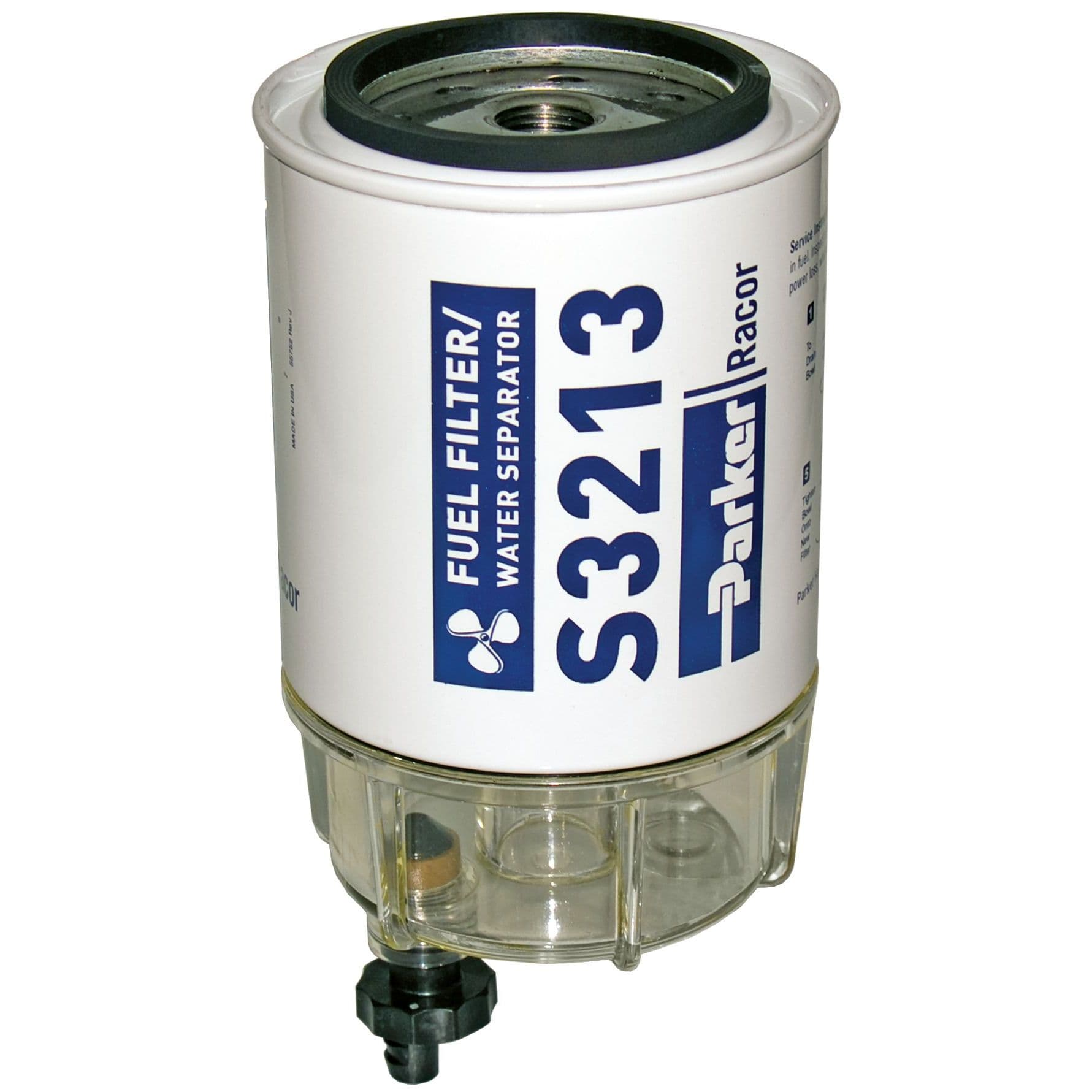 OEM Spin-On Series Fuel Filter/Water Separator Assembly with Clear Bowl - Outboard (11/16”-16 Center Thread)