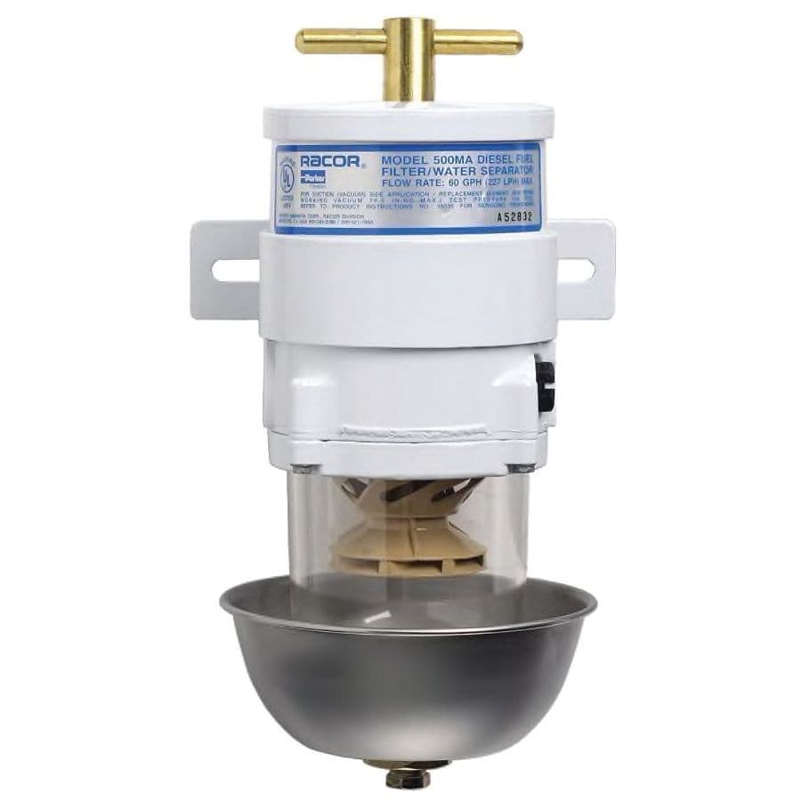 Marine Turbine Series Fuel Filter/Water Separator (60 GPH, Clear Plastic Bowl)