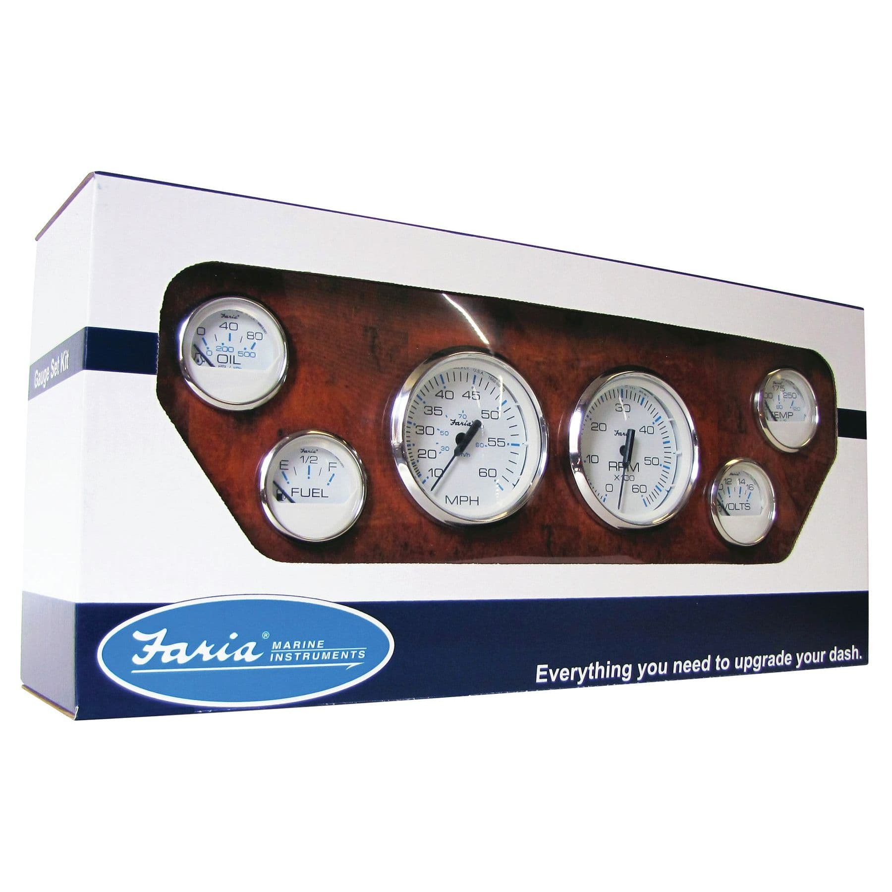 Chesapeake White Stainless Steel Gauges - Inboard Boxed Set