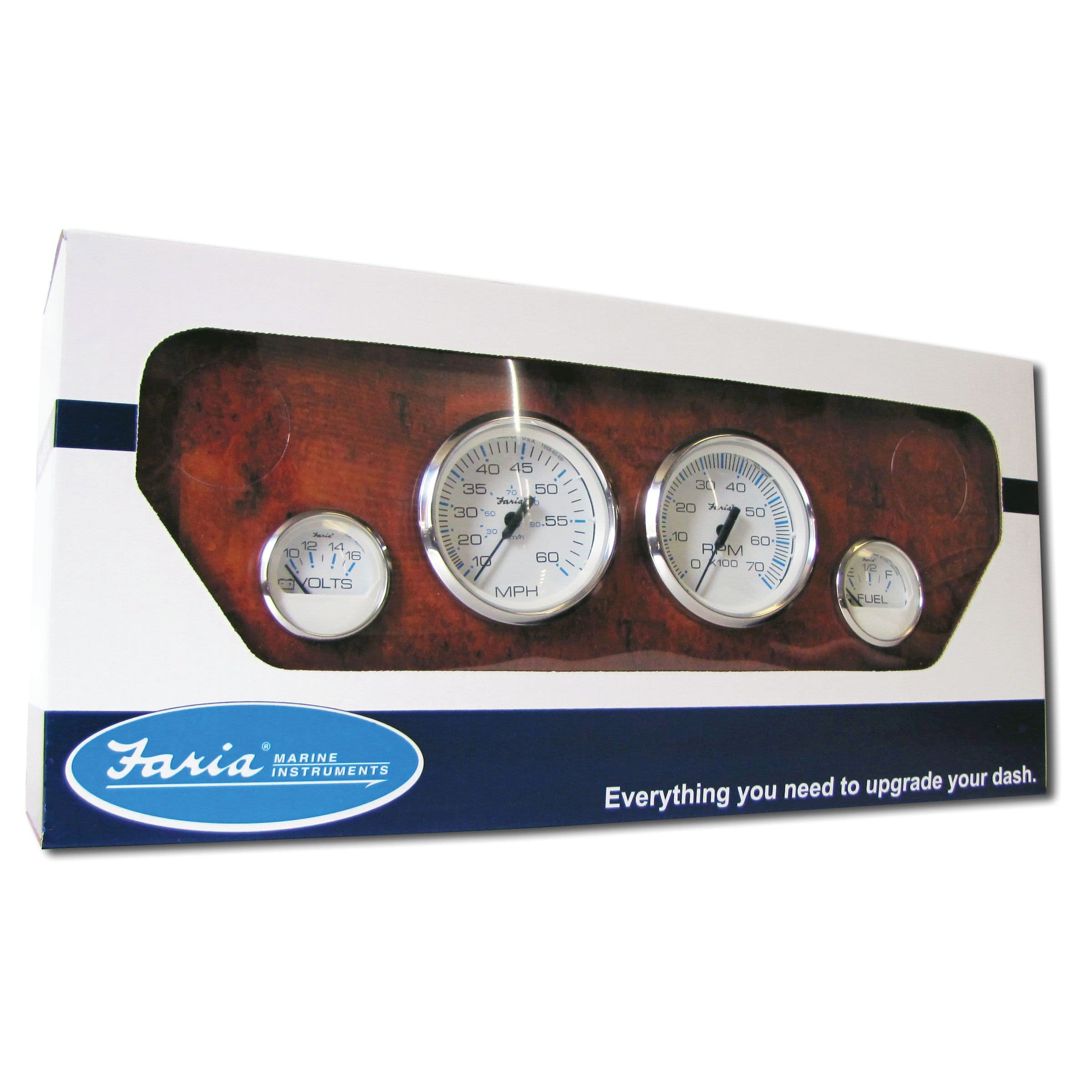 Chesapeake White Stainless Steel Gauges - Outboard Boxed Set
