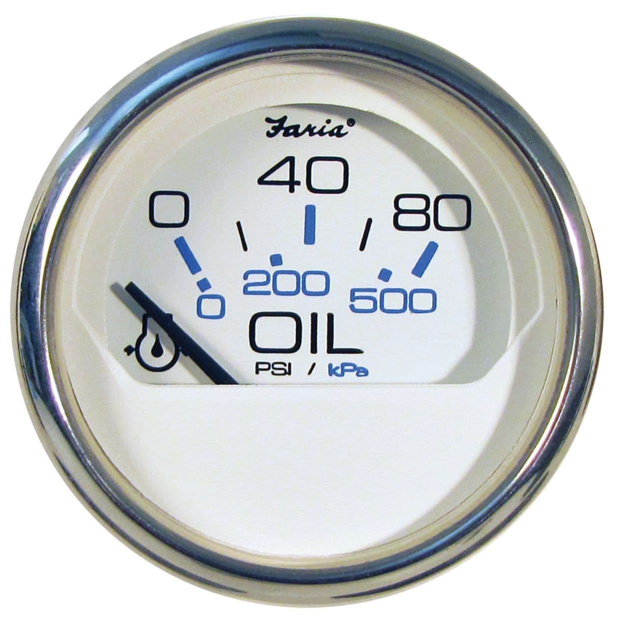 Chesapeake White Stainless Steel Gauges - Oil Pressure Gauge (80 PSI)