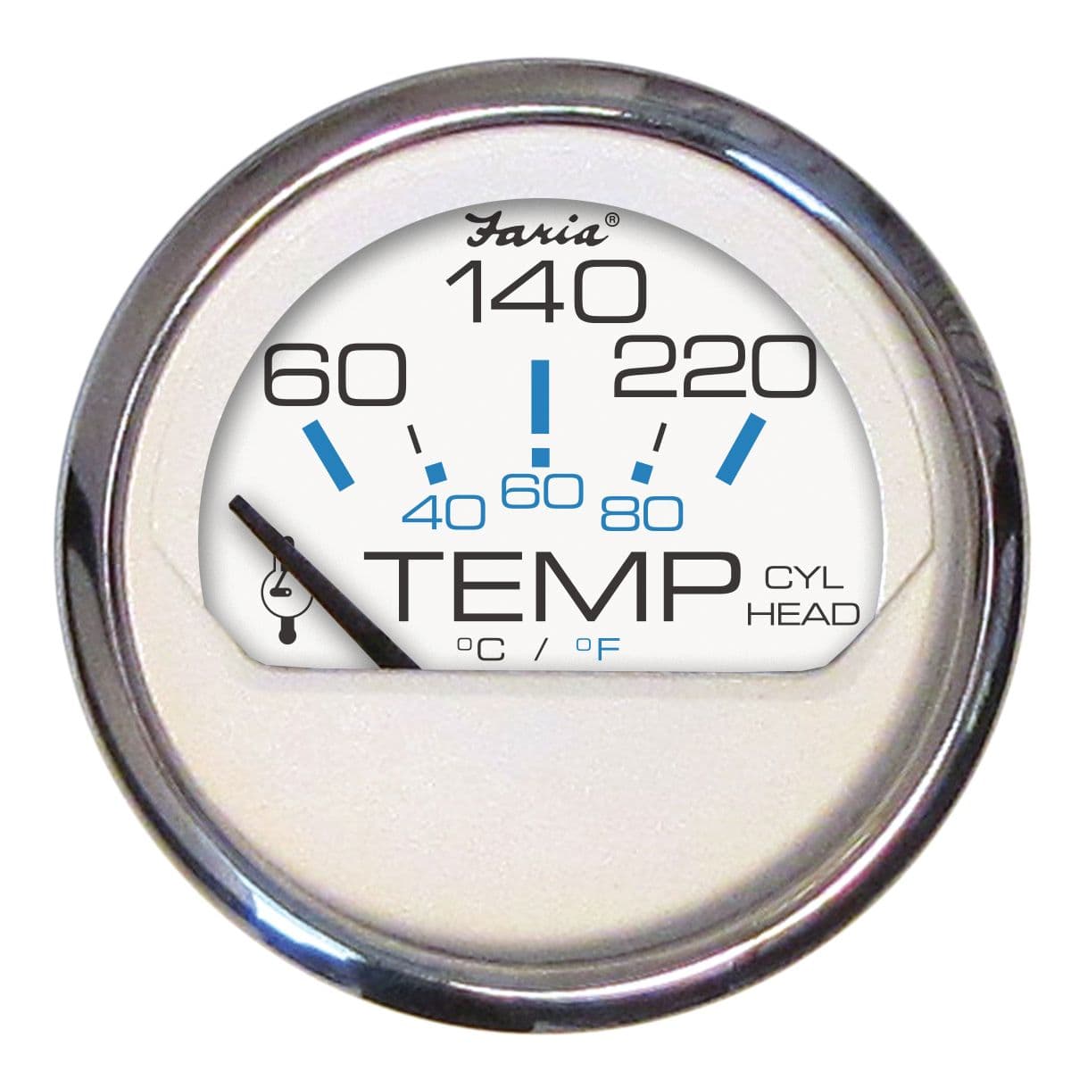 Chesapeake White Stainless Steel Gauges - Cylinder Head Temperature with Sender (60°-220° F)