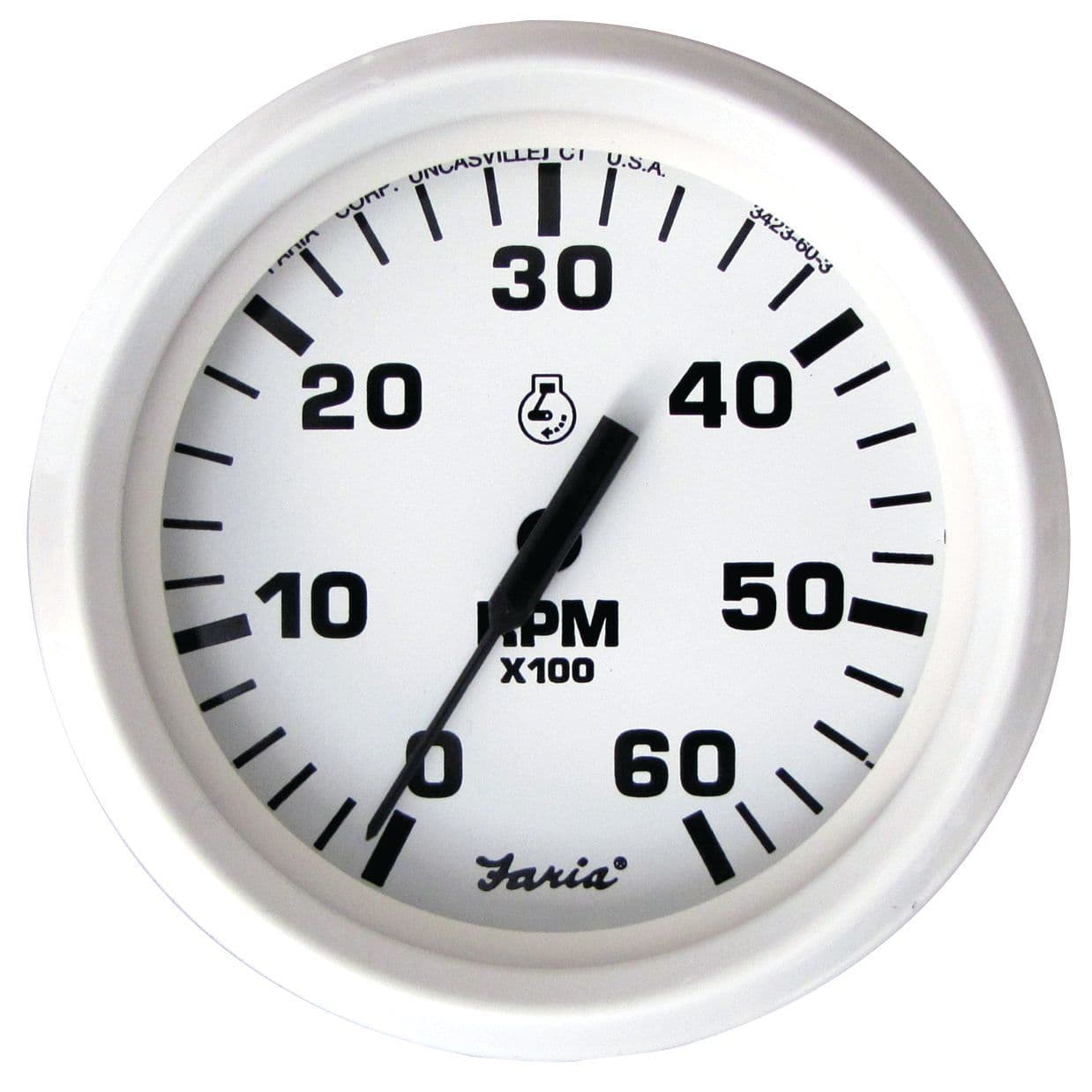 Dress White Gauges - Tachometer (Gas, Inboard and I/O, 6,000 RPM)