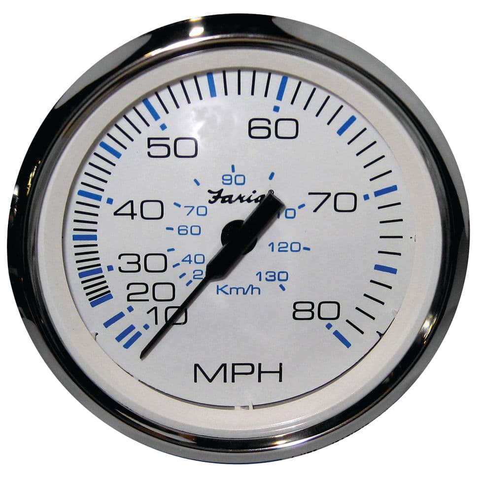 Chesapeake White Stainless Steel Gauges - Speedometer (80 MPH)