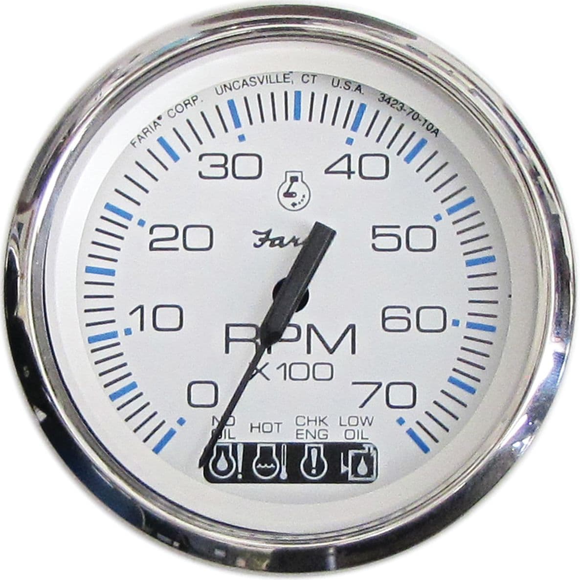 Chesapeake White Stainless Steel Gauges - Tachometer with SystemCheck Indicator