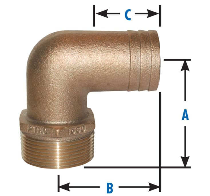 PTHC Series NPT Standard Flow Pipe to Hose Elbow (2" NPT)