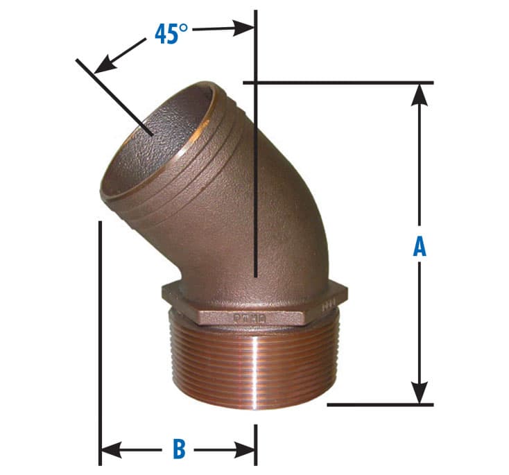 PTHD Series NPT Standard Flow Pipe to Hose Elbow (1-1/2” NPT)