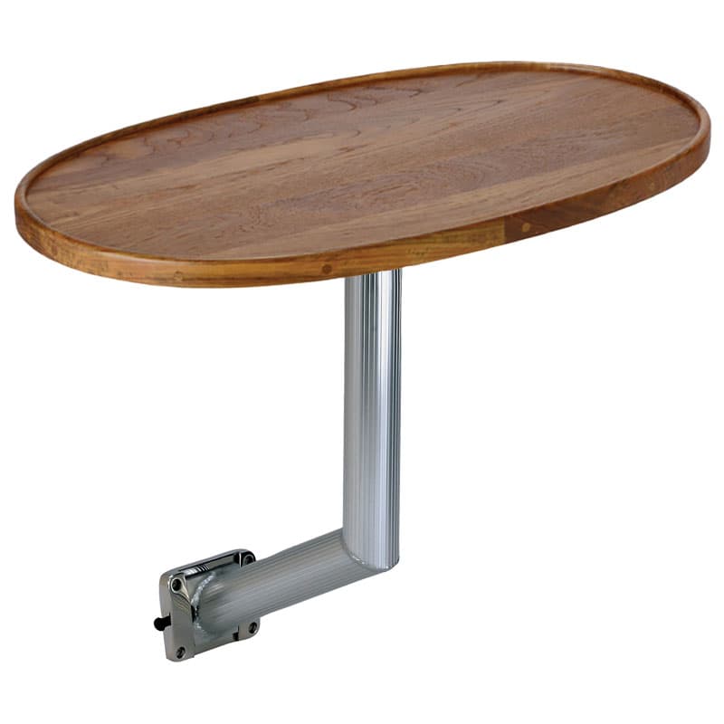 Side Mount Coaming Table Leg System (Teak Table Top with Anodized Aluminum Table Leg)