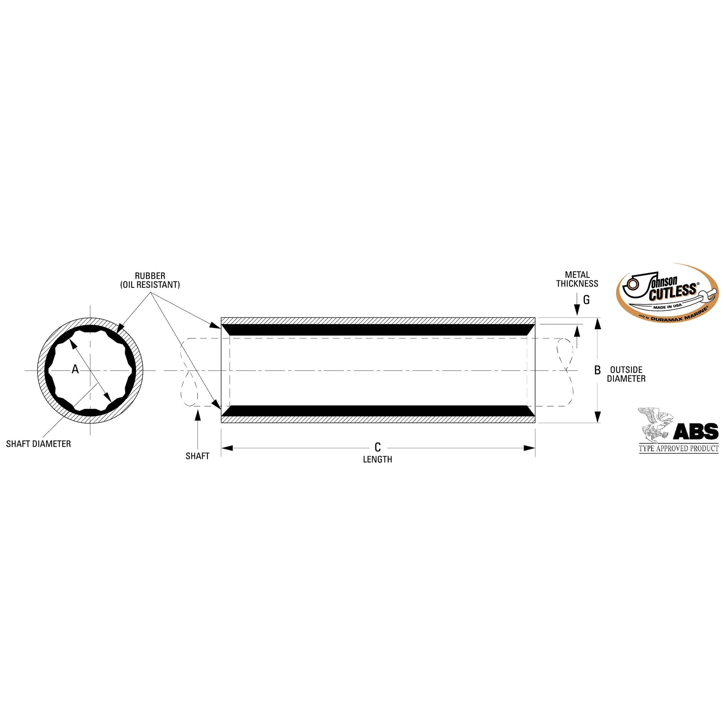 Johnson Cutless® Naval Brass Sleeve Bearings (3/4” x 1-1/4”)