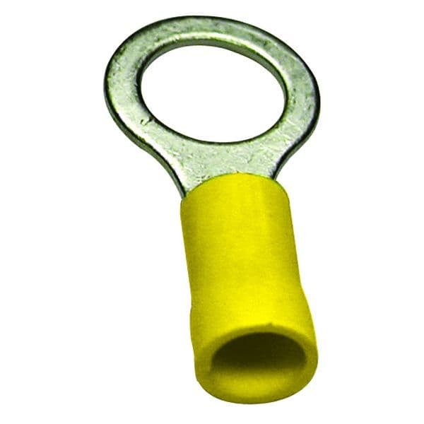 Vinyl Insulated Ring Tongue Terminals (12-10 AWG, Stud Size: 1/2, Yellow)
