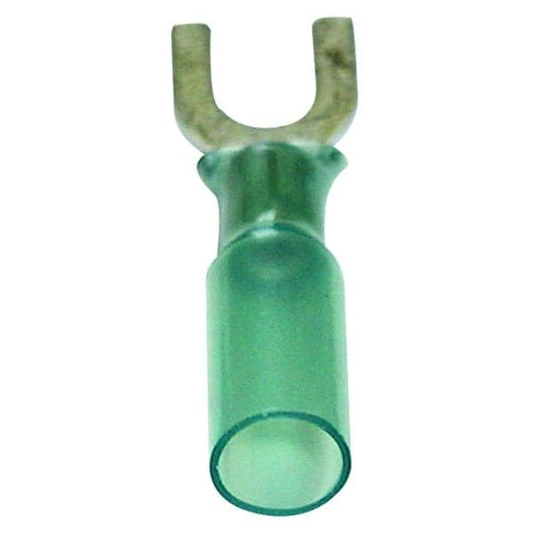 Heat Shrink Spade Fork Connectors (16-14 AWG, Stud Size: #10, Blue)