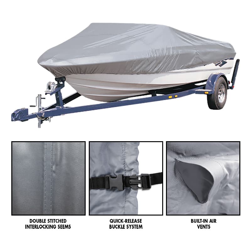 Boat Cover for V-Hull Fishing Boats (Boat Length: 14' to 16', Beam Width: Up to 68")