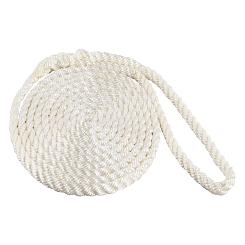 Three-Strand Twisted Nylon Dock Line (White, Diameter 3/8", Length 25')