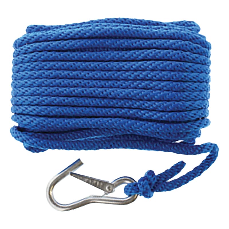 Solid Braid Multi-Filament Polypropylene (MFP) Anchor Line (Blue, Diameter 3/8", Length 50')