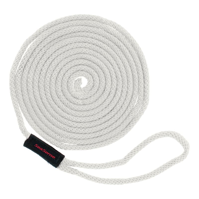 Solid Braid Multi-Filament Polypropylene (MFP) Dock Line with Chafe Guard (White, Diameter 3/8", Length 15')