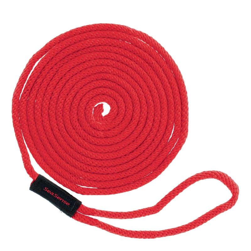 Solid Braid Multi-Filament Polypropylene (MFP) Dock Line with Chafe Guard (Red, Diameter 3/8", Length 15')