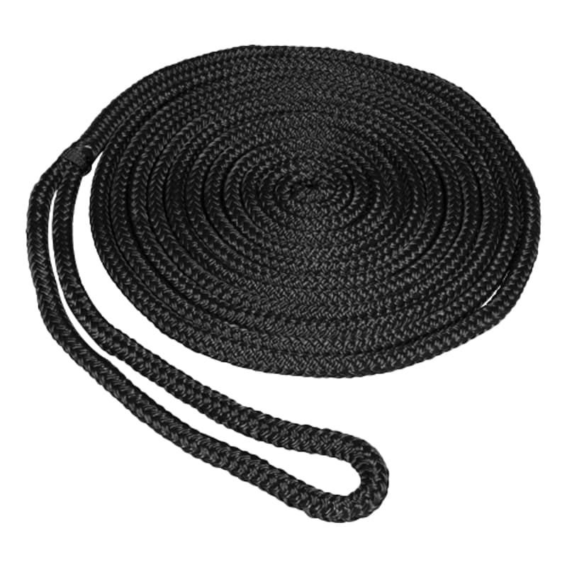 Double Braid Dock Line - Multi-Filament Polypropylene (1/2" x 15', Black)