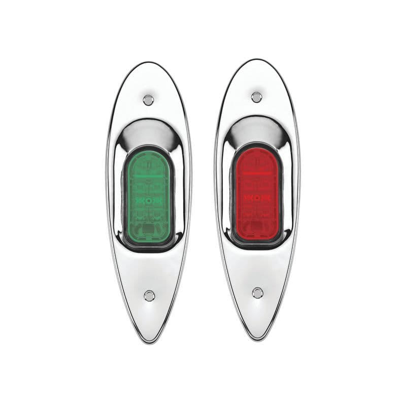 Stainless Steel L.E.D. Teardrop Side Lights (Pair - Red/Green)