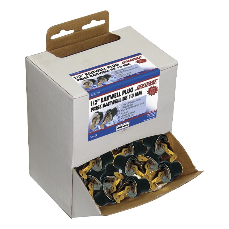 Brass Baitwell/Bailer Drain Plugs (1/2", 24 Pack PDQ)