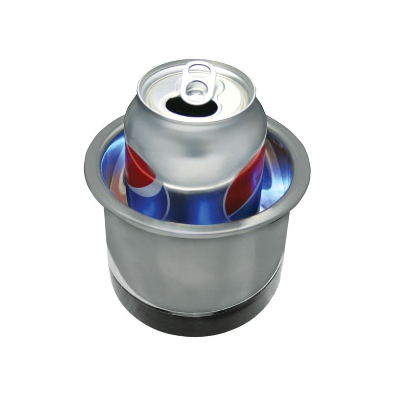 Stainless Steel Recessed L.E.D.  Lighted Up Drink Holder (Blue Light)