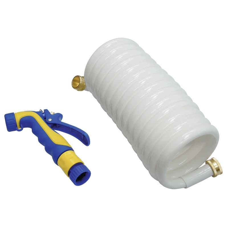 15' Coiled Washdown Hose with Nozzle