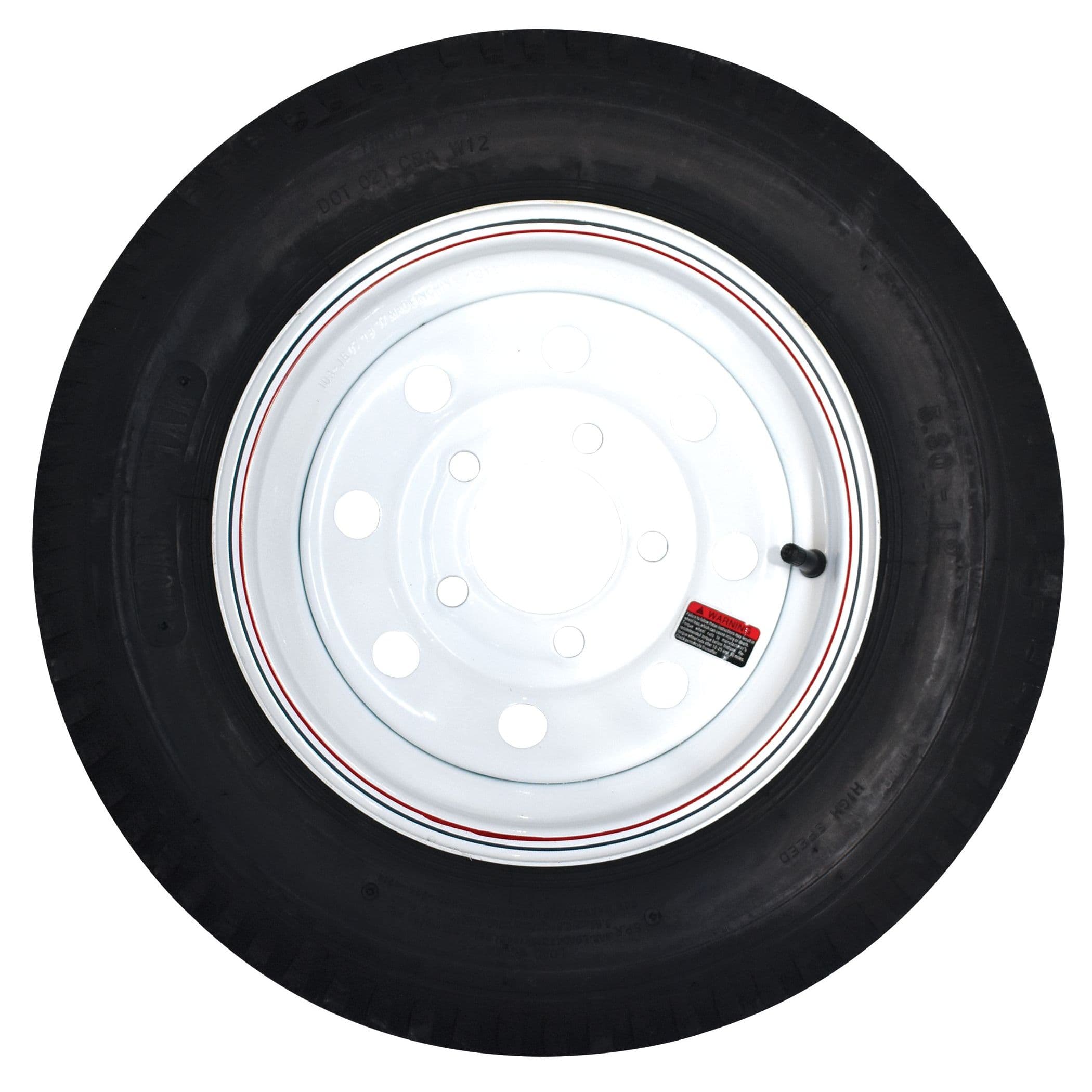 Painted White Mod Wheel with Stripe/Bias Ply Trailer Tire (ST175/80D-13, 5 Lugs)