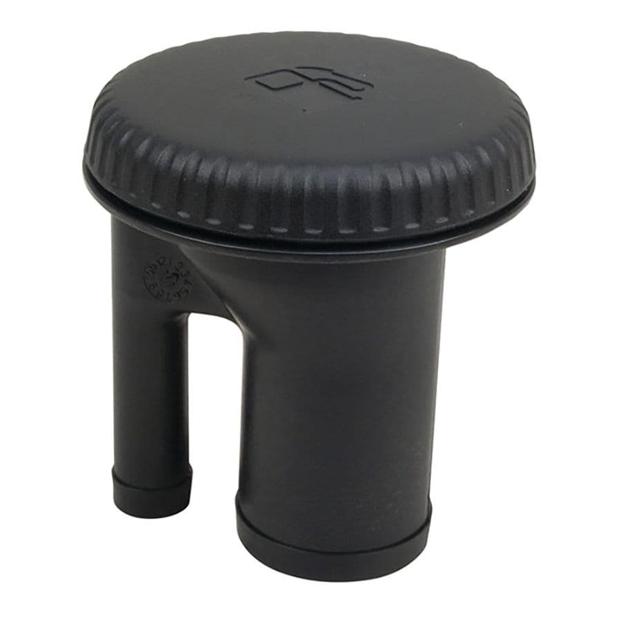 Sealed Ratcheting Black Cap Fill for 1-1/2” Hose with Pressure Relief - Straight Neck