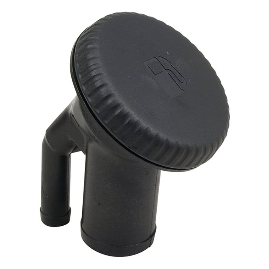 Sealed Ratcheting Black Cap Fill for 1-1/2” Hose with Pressure Relief - Angled Neck