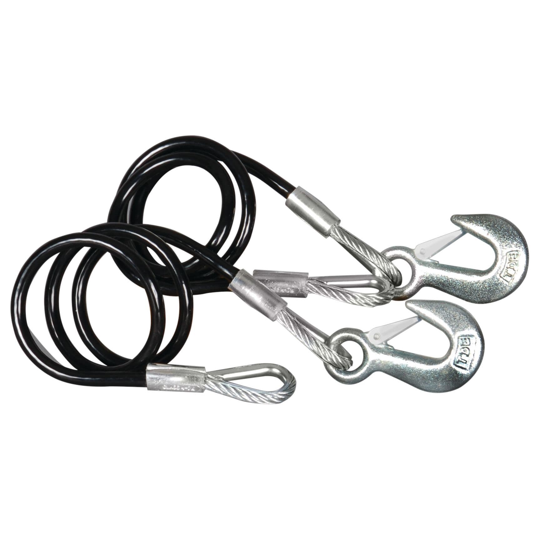 Class 4 Black Vinyl Jacketed Hitch Cables with Safety Latch Hook