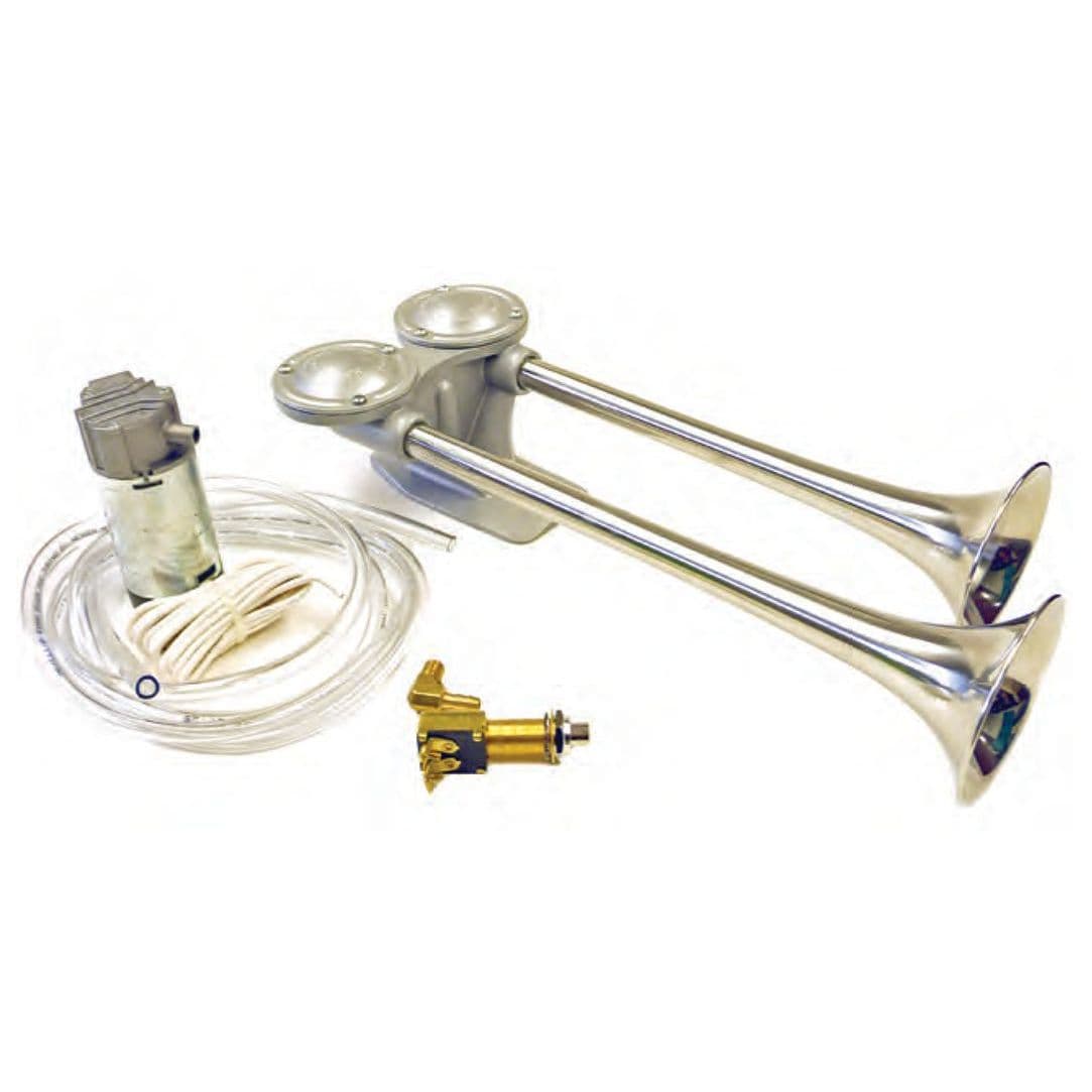 Fultone Twin Air Horns with 12V Compressor Kit (Stainless Steel)