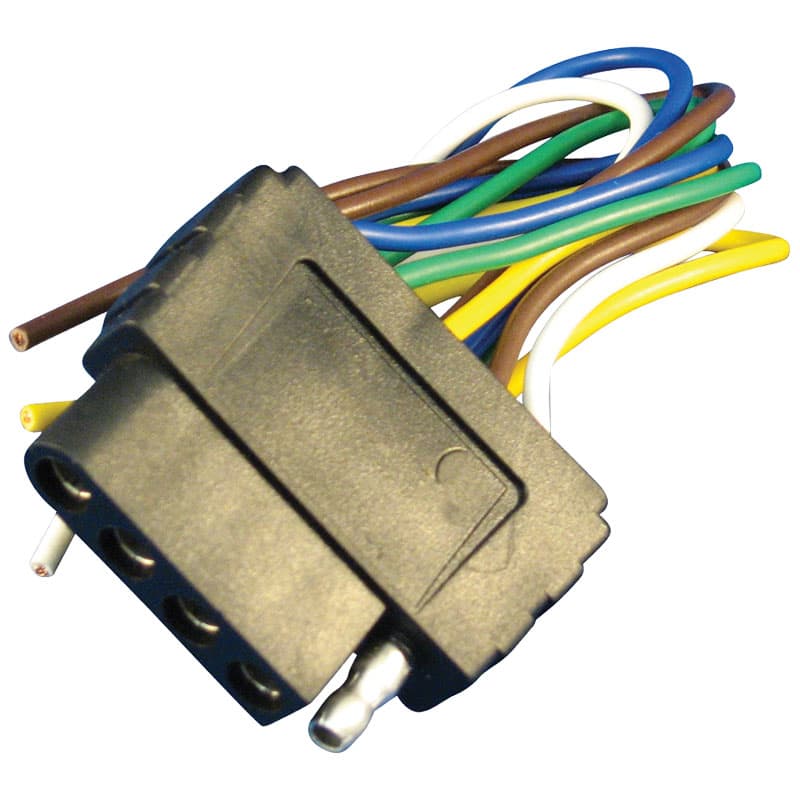 5-Way Flat Trailer and Vehicle Connector (Vehicle Connector with Female Plug and 48” Wiring)