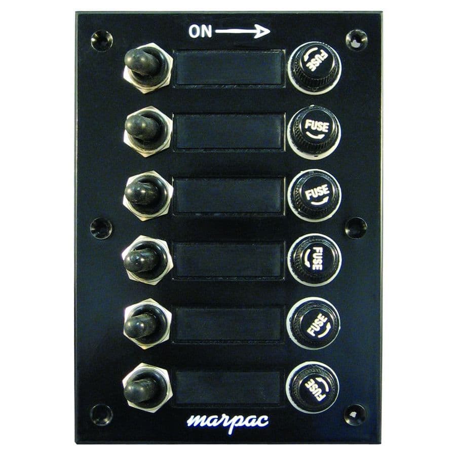 Fused Switch Panel with Toggle Boot Seals (6 Gang)
