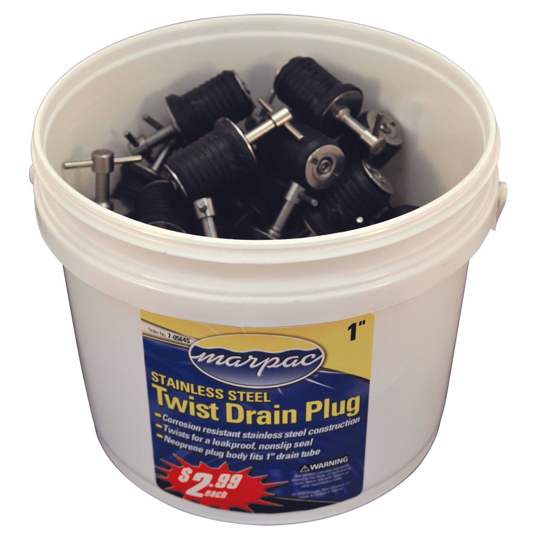 Stainless Steel 1” Twist Drain Plugs (Bucket of 50)