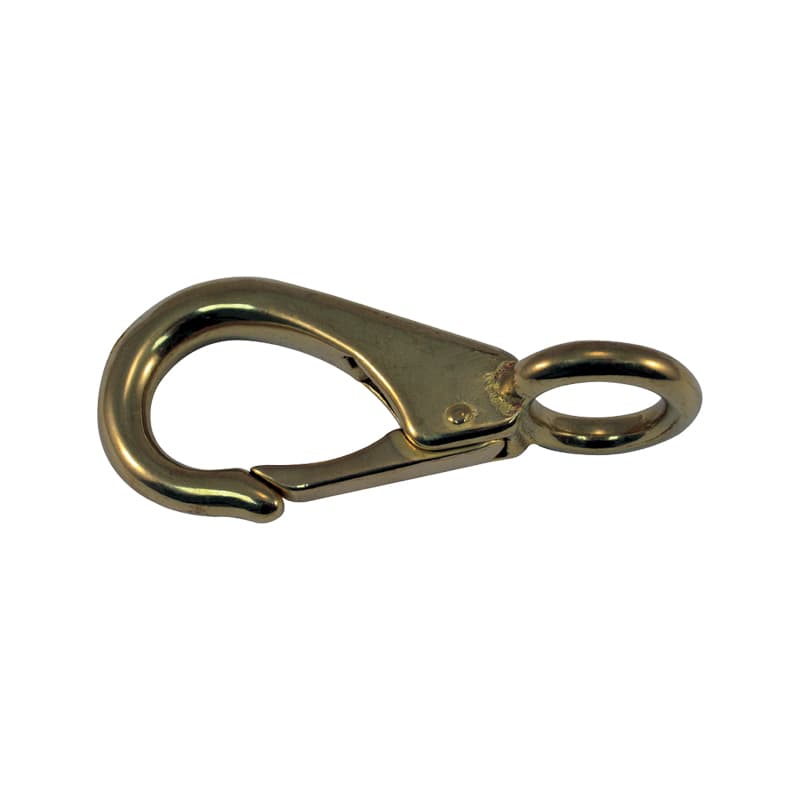 Fixed Eye Snap Hook (Solid Brass, 3-1/4” L x 11/16” ID)