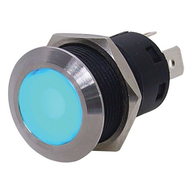 L.E.D. Backlit Stainless Steel Push Button Switch (Momentary Blue LED)