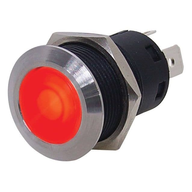 L.E.D. Backlit Stainless Steel Push Button Switch (Self-Locking Red LED)