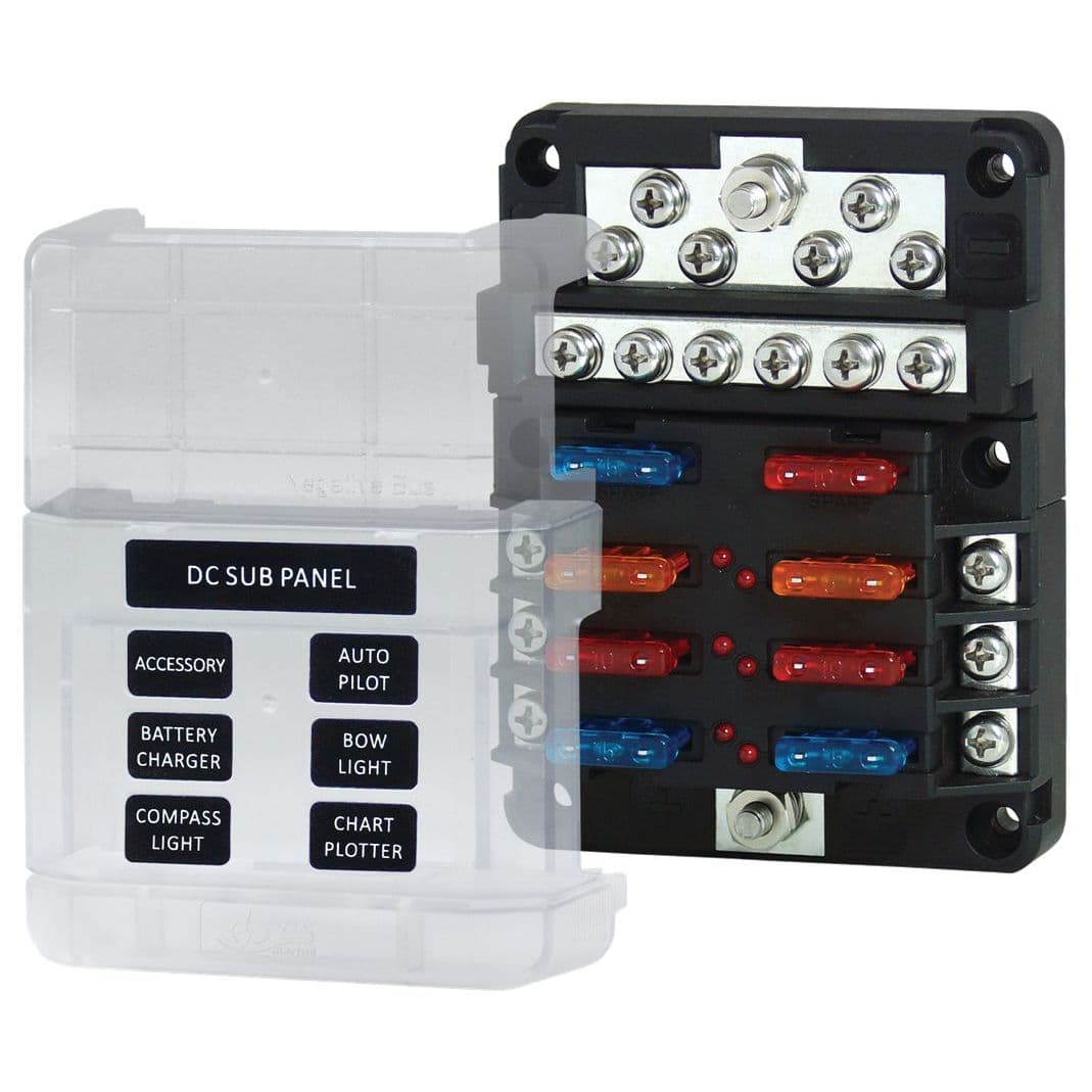 ATP/ATO/ATC Fuse Block (6 Gang Storage for 2 Spare Fuses)