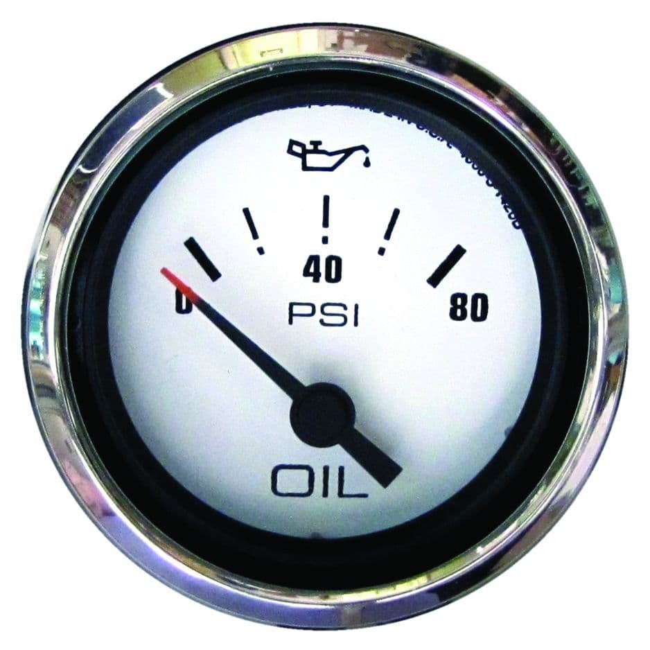 Domed Gauges with Stainless Bezel - Oil Pressure Gauge (80 PSI)