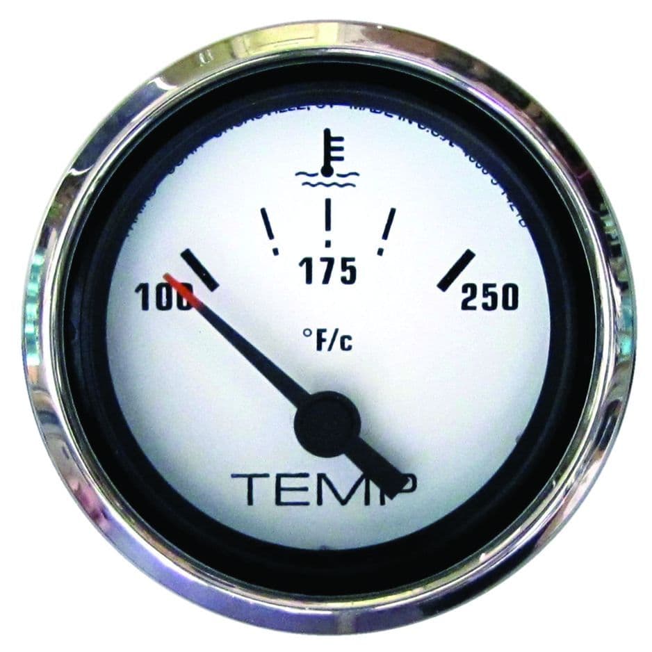 Domed Gauges with Stainless Bezel - Water Temperature Gauge